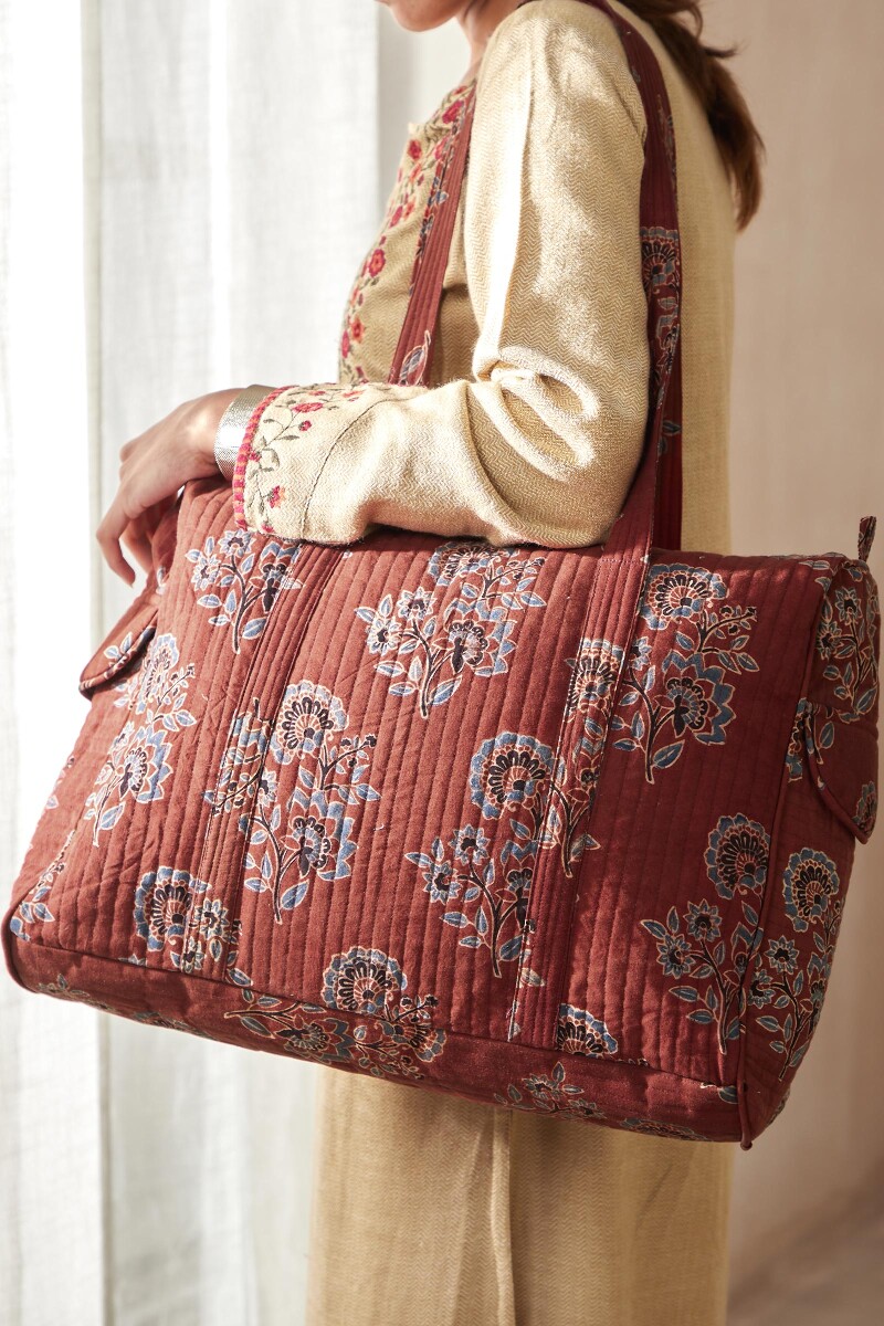 Ajrak Hand Block-Printed Cotton Duffel Bag