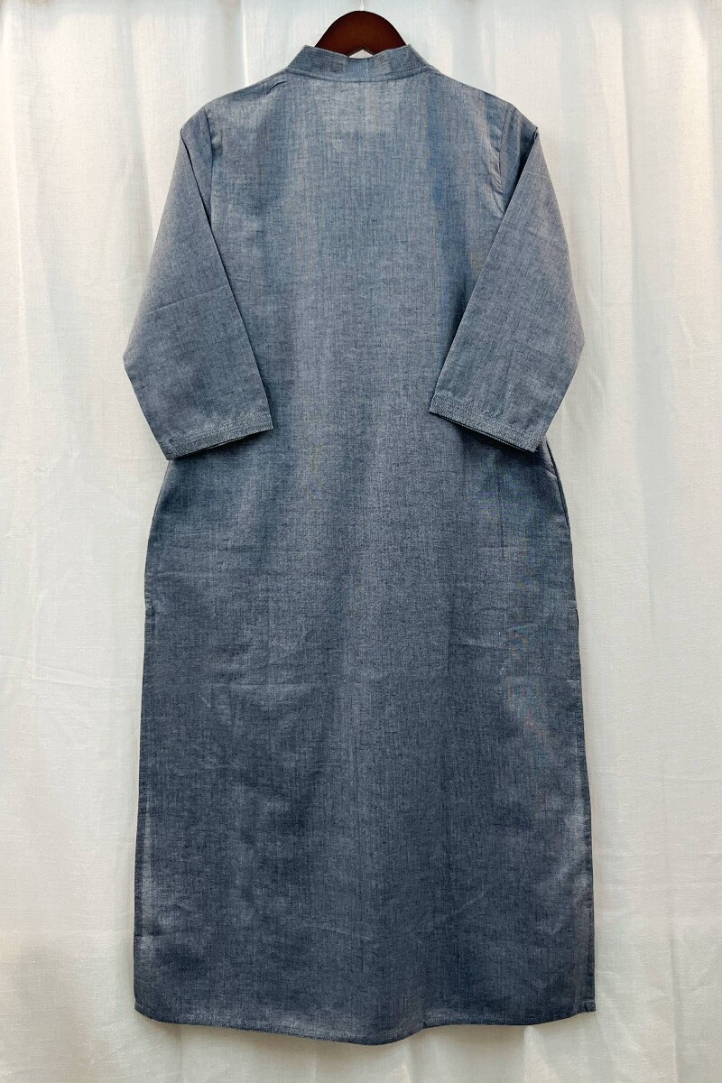 Light Blue Handcrafted Straight Handloom Cotton Kurta