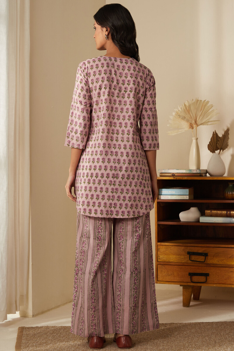Pink Hand Block-Printed Cotton Loungewear Set