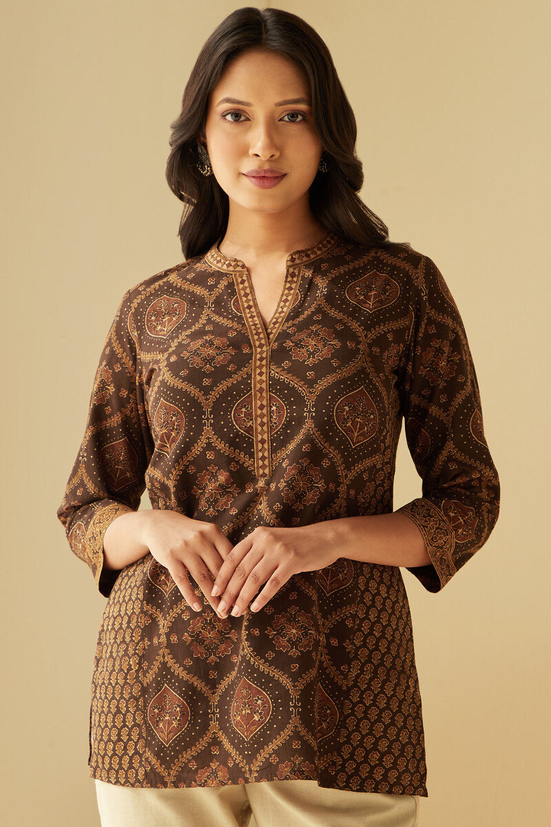 Ajrak Hand Block-Printed Cotton Top