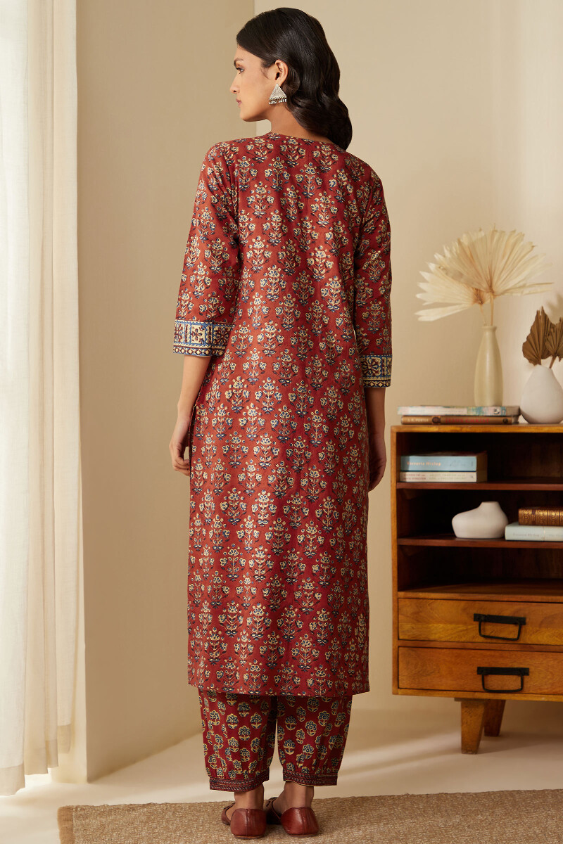 Bagru Hand Block-Printed Straight Cotton Kurta