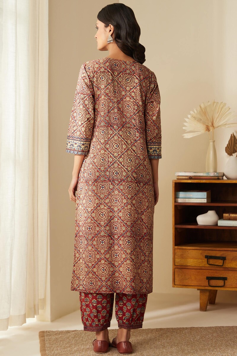 Bagru Hand Block-Printed Straight Cotton Kurta