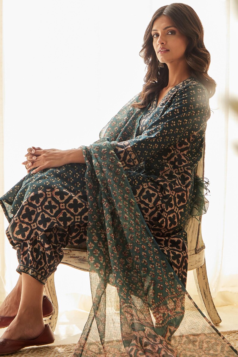 Bagru Hand Block-Printed Straight Cotton Kurta