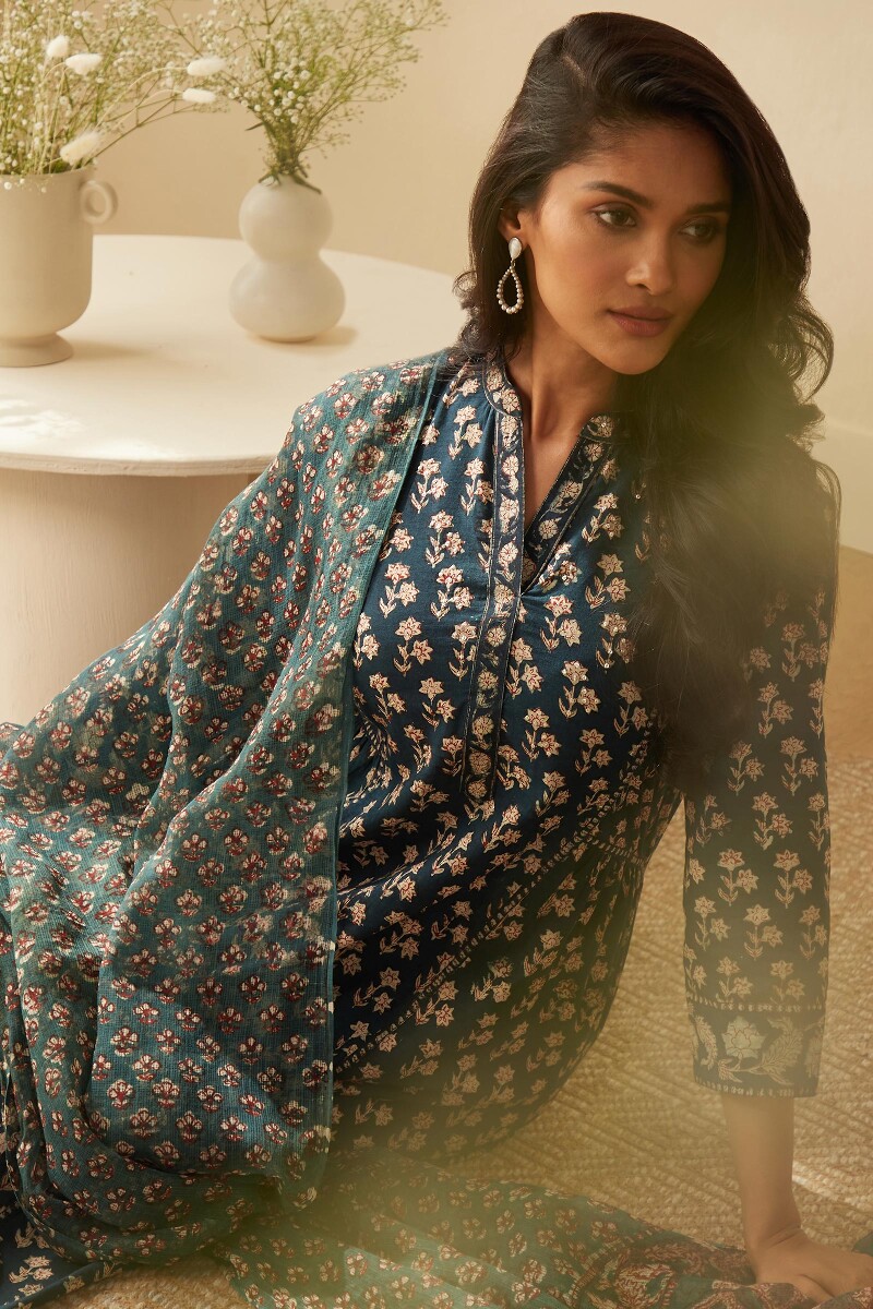 Bagru Hand Block-Printed Kota Dupatta