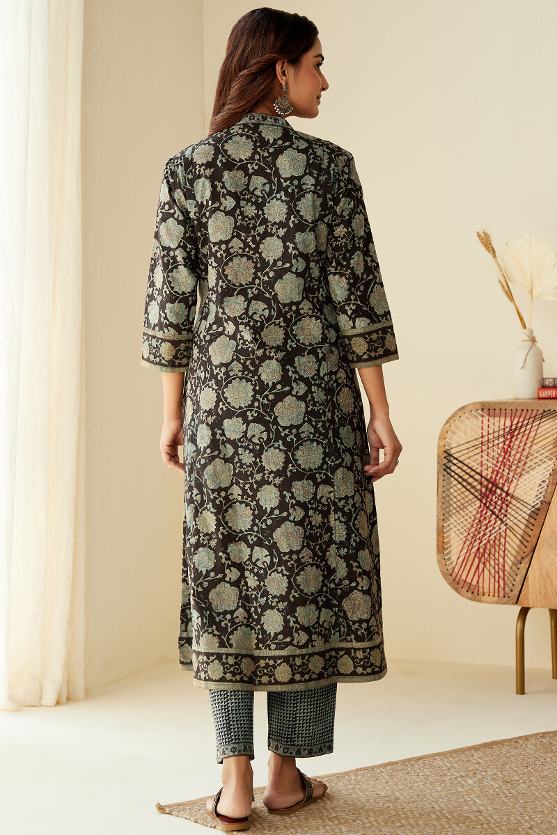 Akola Hand Block-Printed A-Line Cotton Kurta