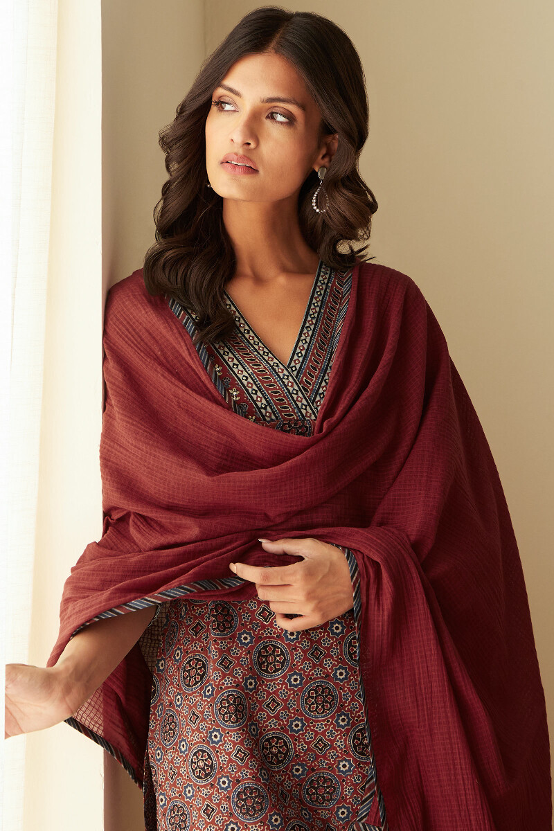 Ajrak Hand Block-Printed Straight Cotton Kurta