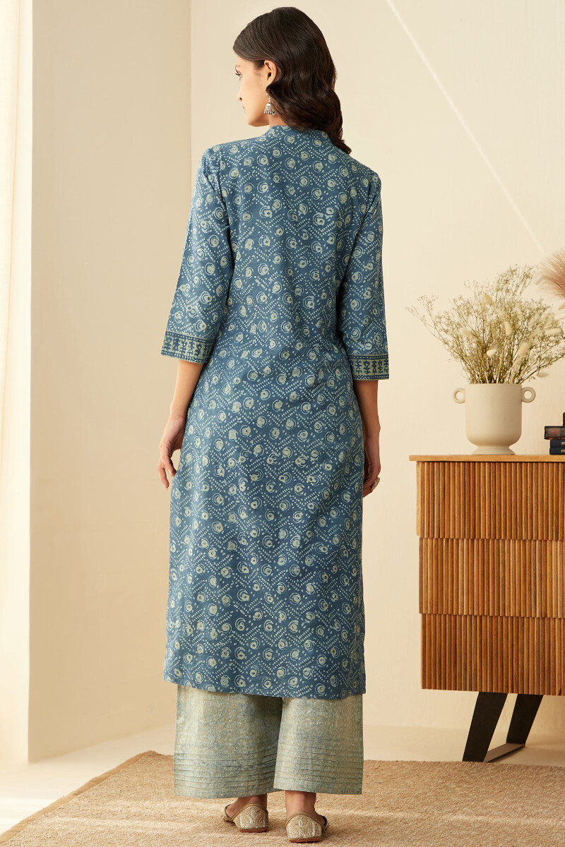 Akola Hand Block-Printed Straight Cotton Kurta