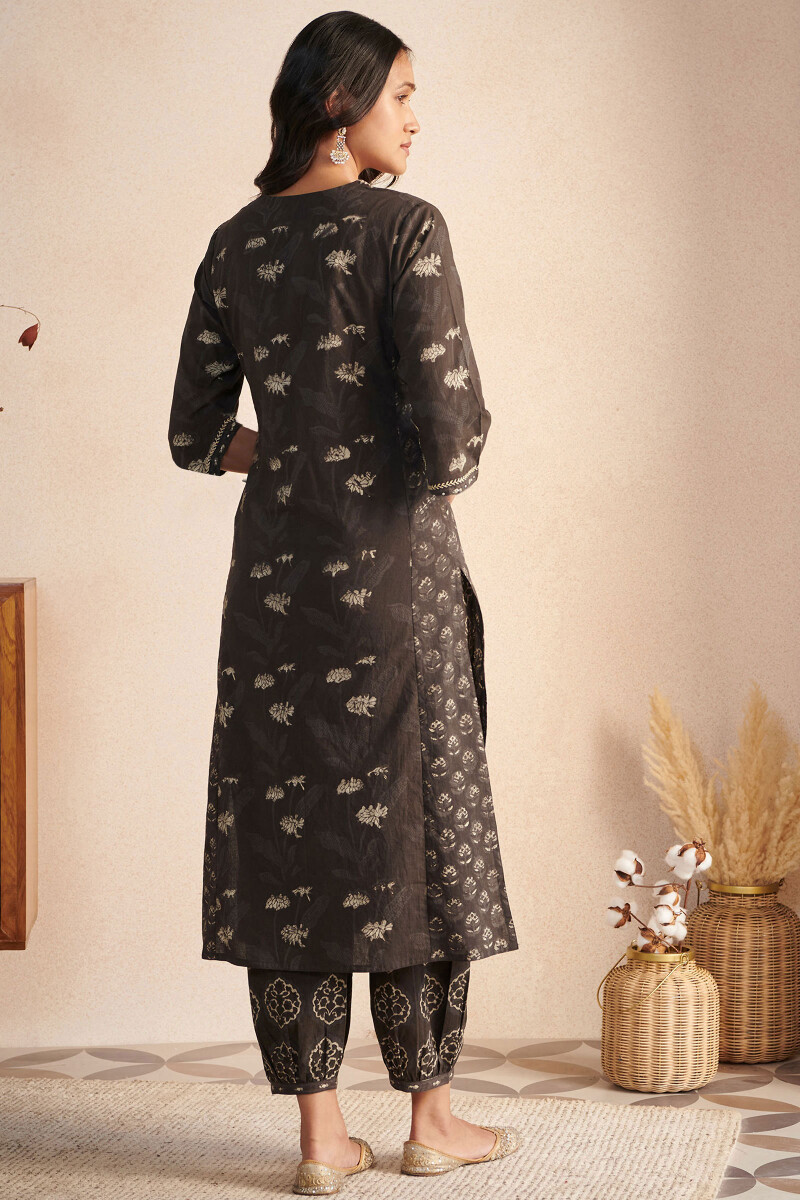 Akola Hand Block-Printed Straight Cotton Kurta