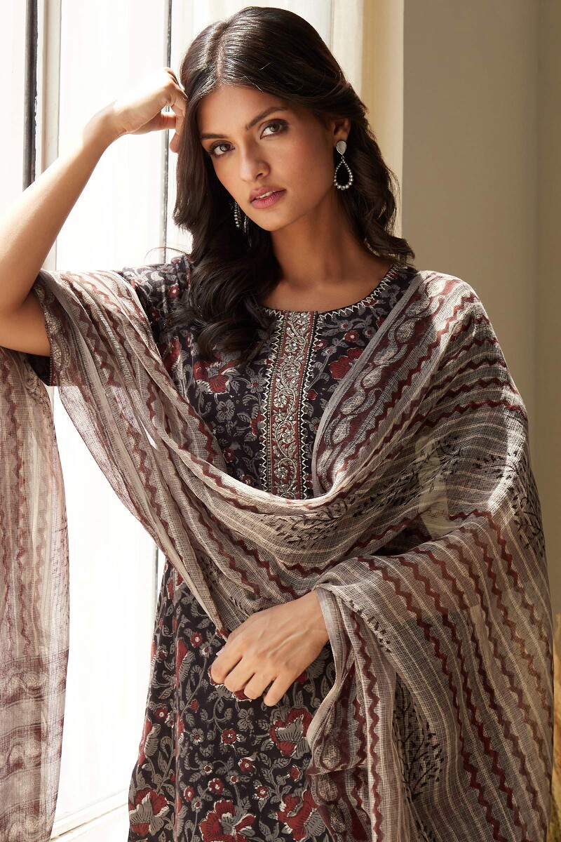 Bagru Hand Block-Printed Straight Cotton Kurta