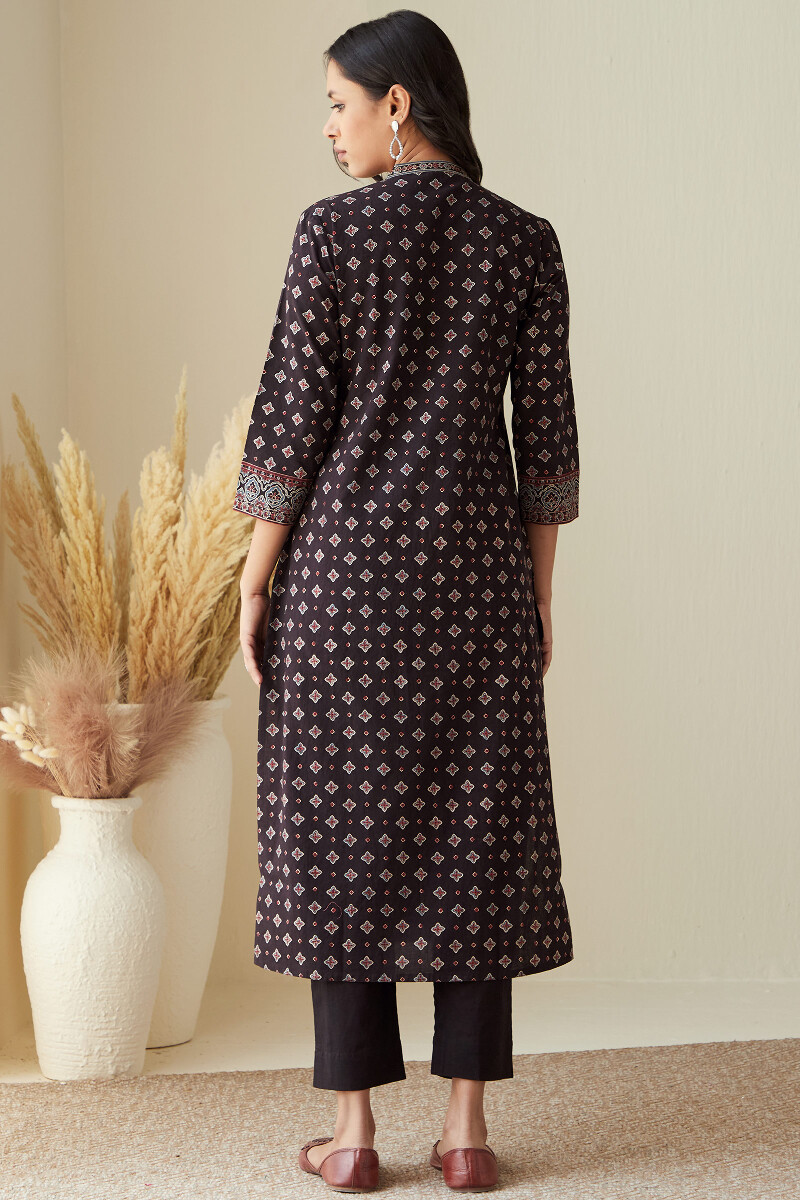 Ajrak Hand Block-Printed Straight Cotton Kurta