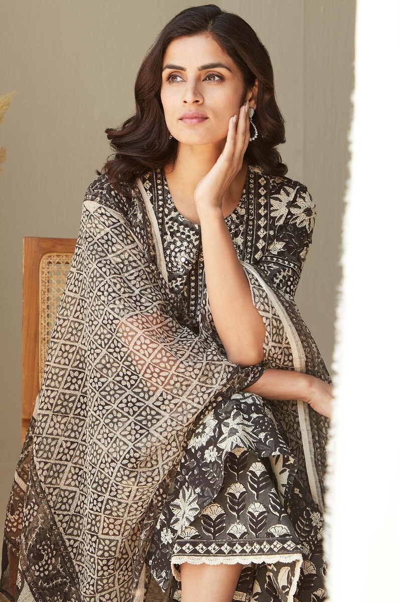 Bagru Hand Block-Printed Straight Cotton Kurta