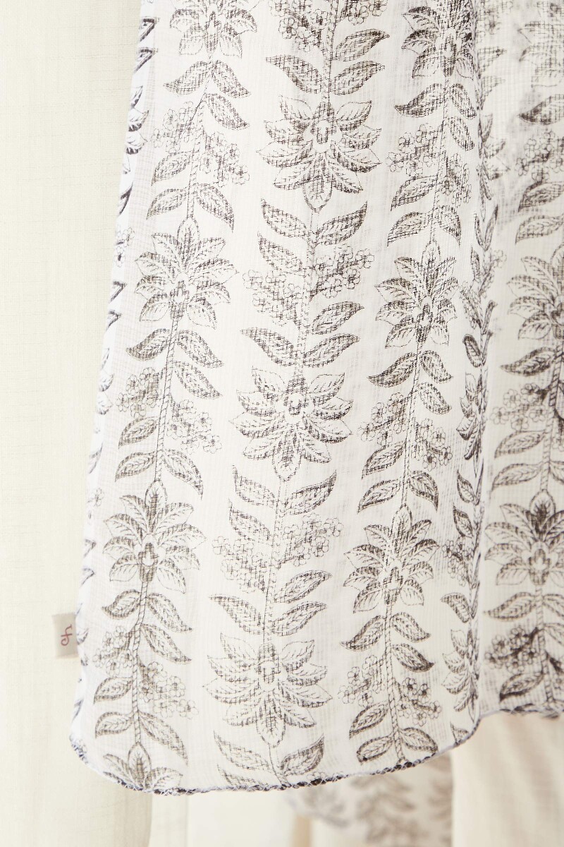 White Hand Printed Kota Dupatta