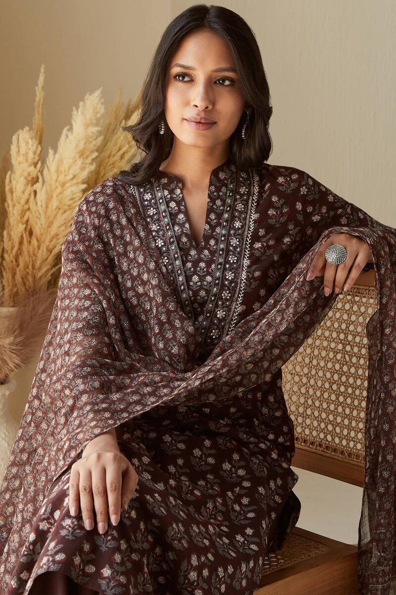 Bagru Hand Block-Printed Straight Cotton Kurta