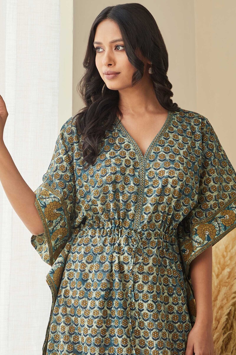 Bagru Hand Printed Cotton Mul Kaftan