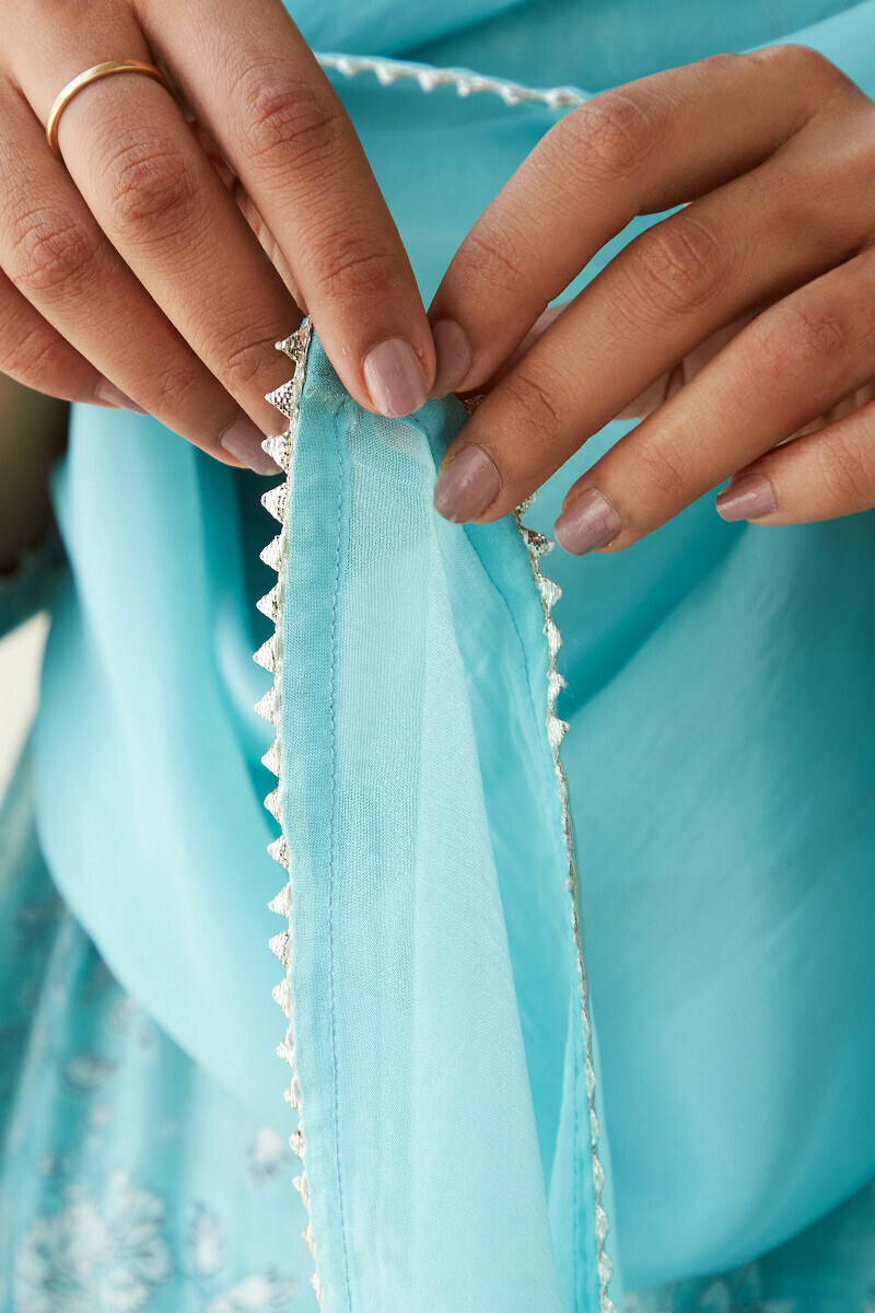 Blue Handcrafted Viscose Dupatta