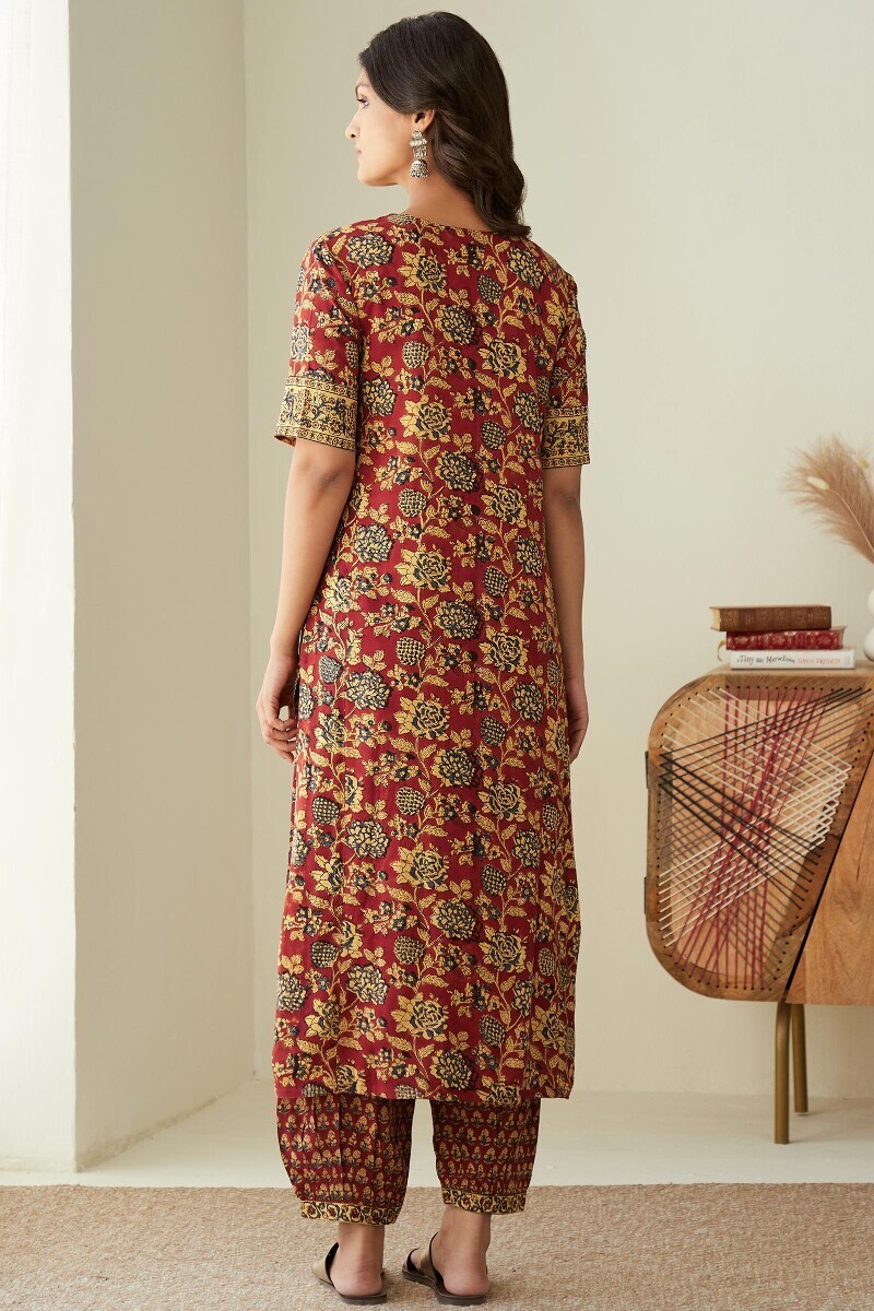 Bagru Hand Block-Printed Straight Viscose Kurta