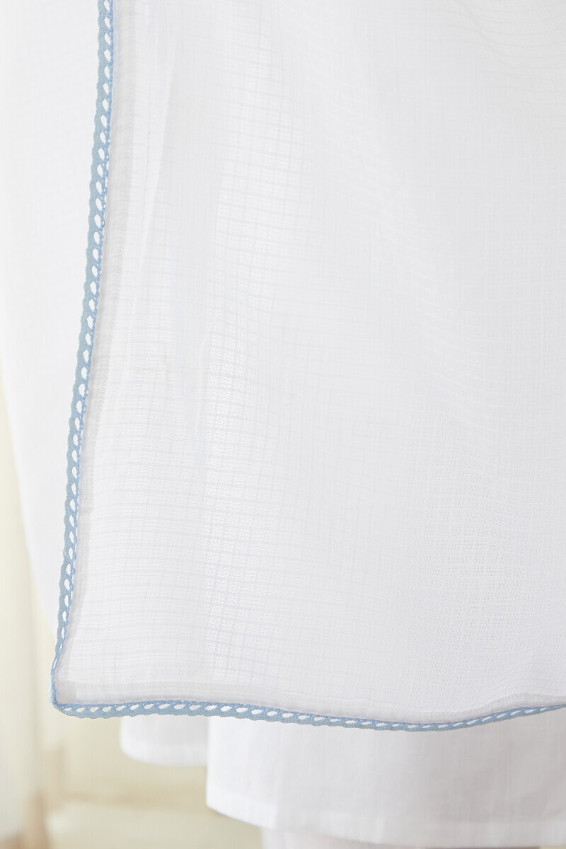 White Handcrafted Kota Dupatta