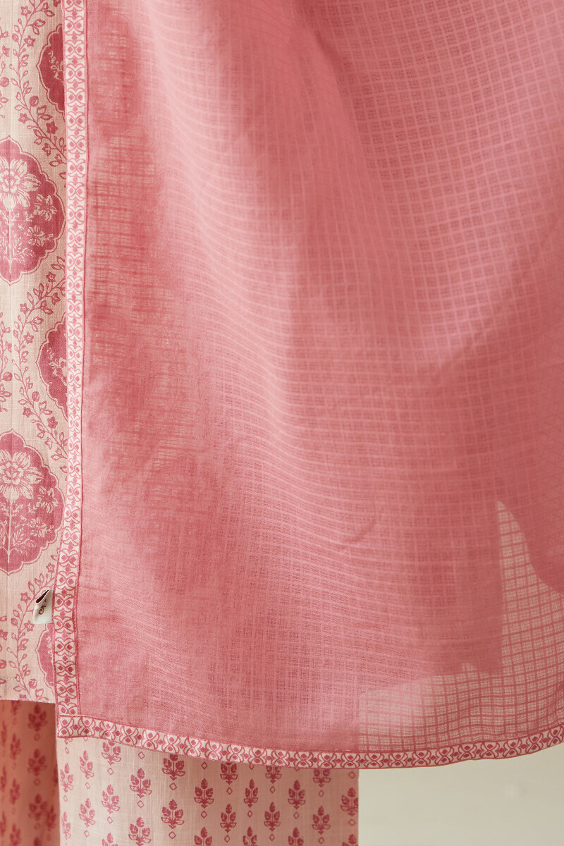 Pink Handcrafted Kota Dupatta