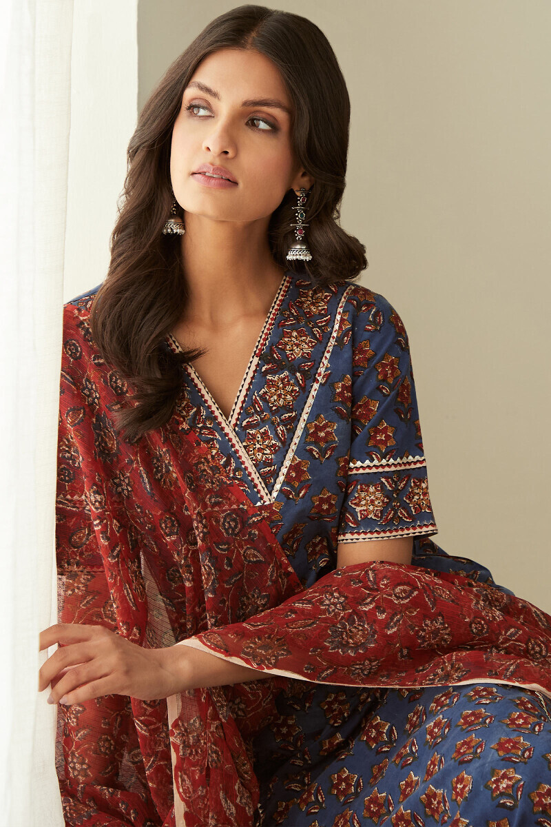 Bagru Hand Block-Printed Straight Cotton Kurta