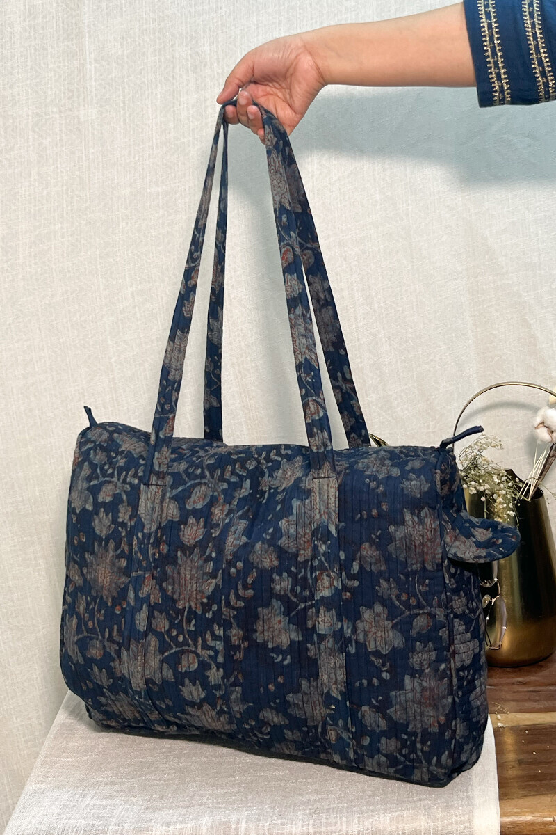 Akola Hand Block-Printed Cotton Duffel Bag