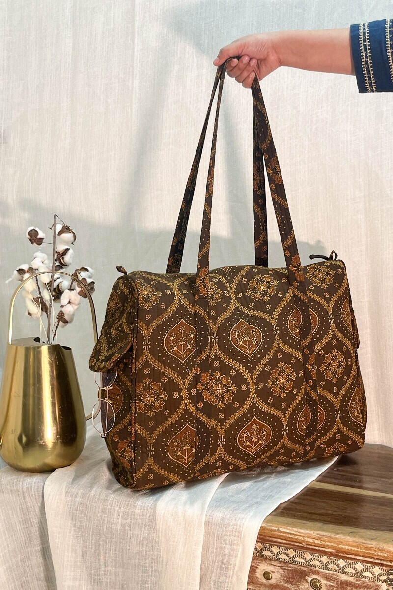 Ajrak Hand Block-Printed Cotton Duffel Bag