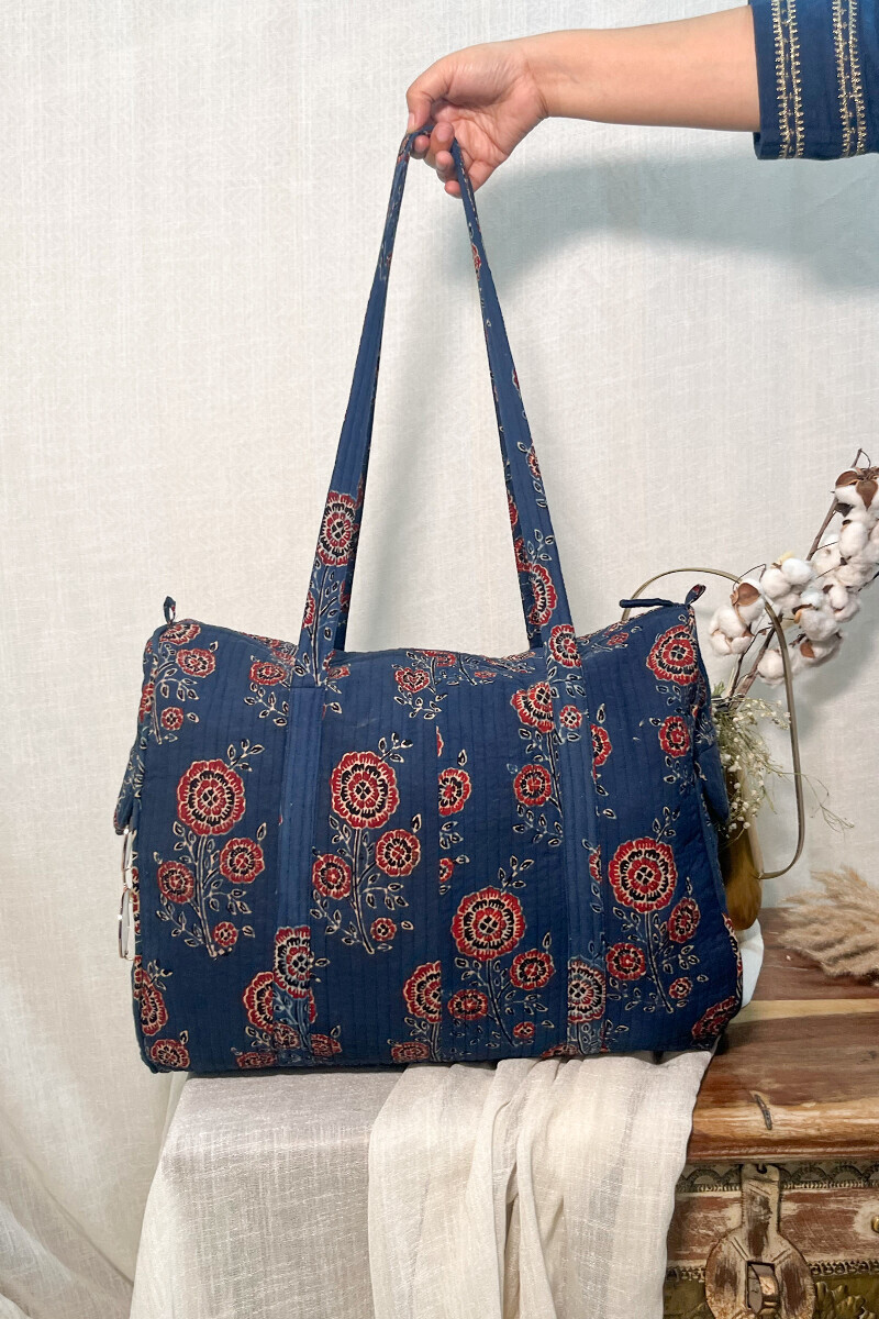 Ajrak Hand Block-Printed Cotton Duffel Bag
