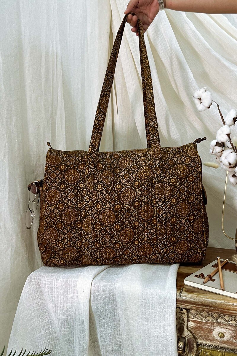 Ajrak Hand Block-Printed Cotton Duffel Bag