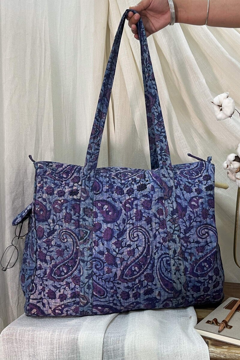 Akola Hand Block-Printed Cotton Duffel Bag