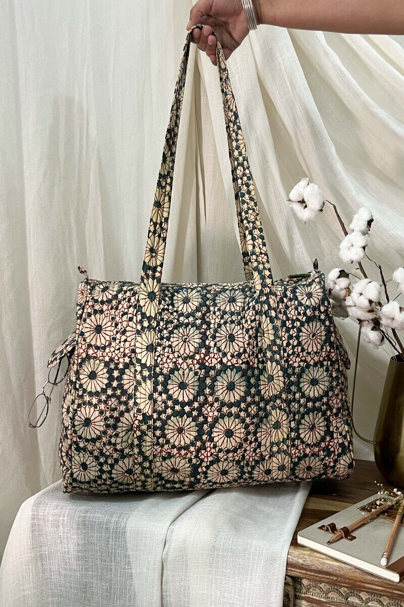 Bagru Hand Block-Printed Cotton Duffel Bag