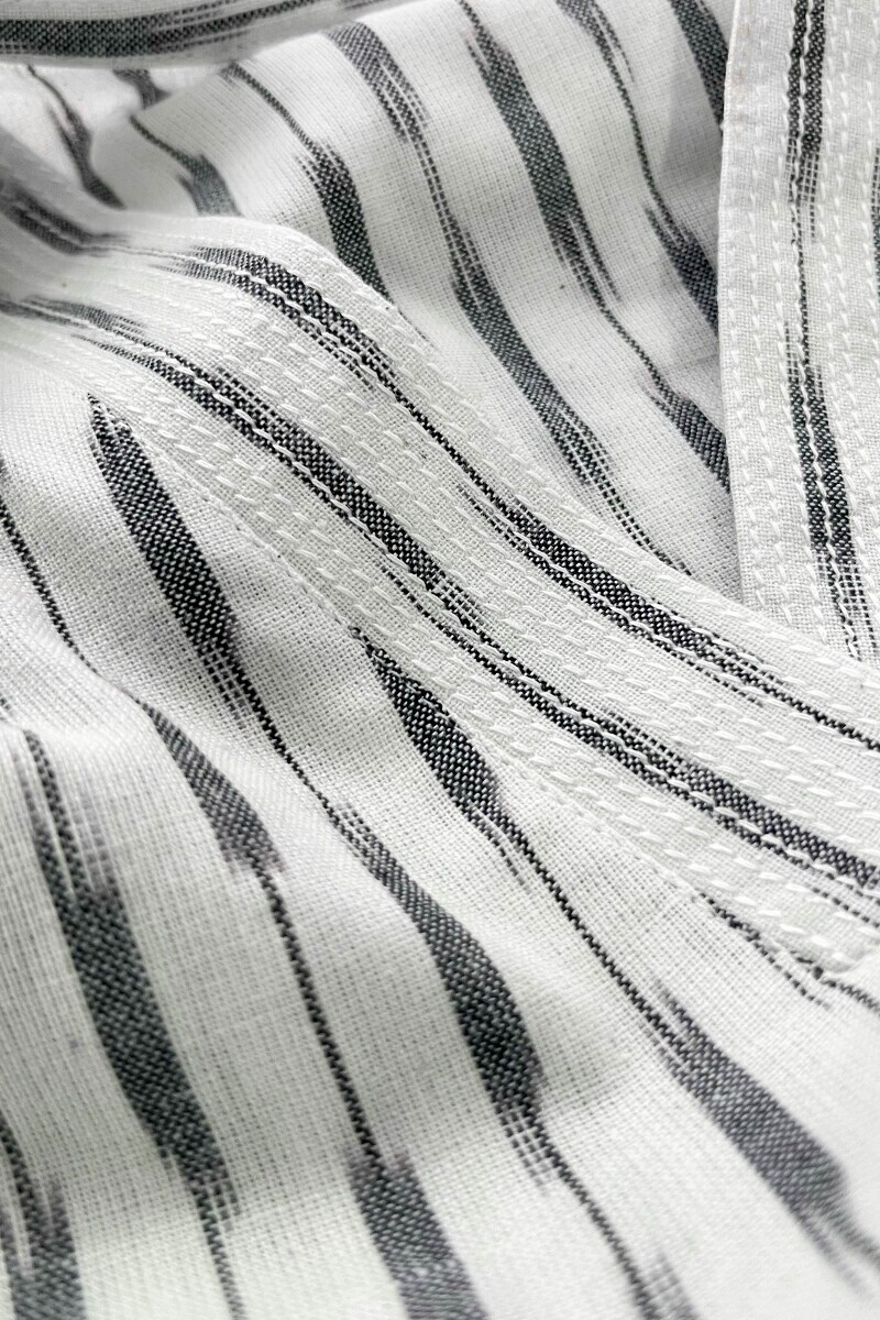 White Handcrafted Straight Cotton Polyester Kurta
