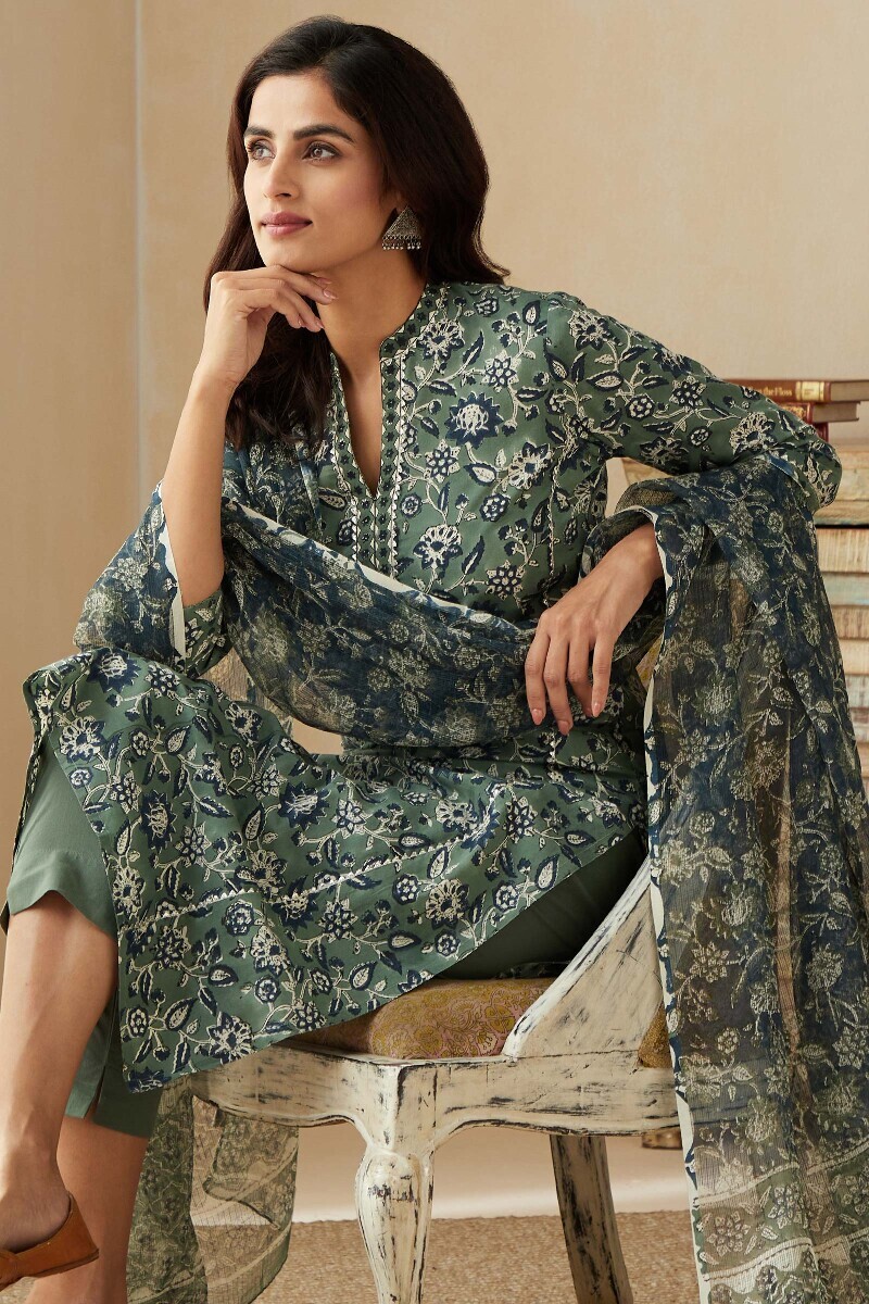Bagru Hand Block-Printed Straight Cotton Kurta