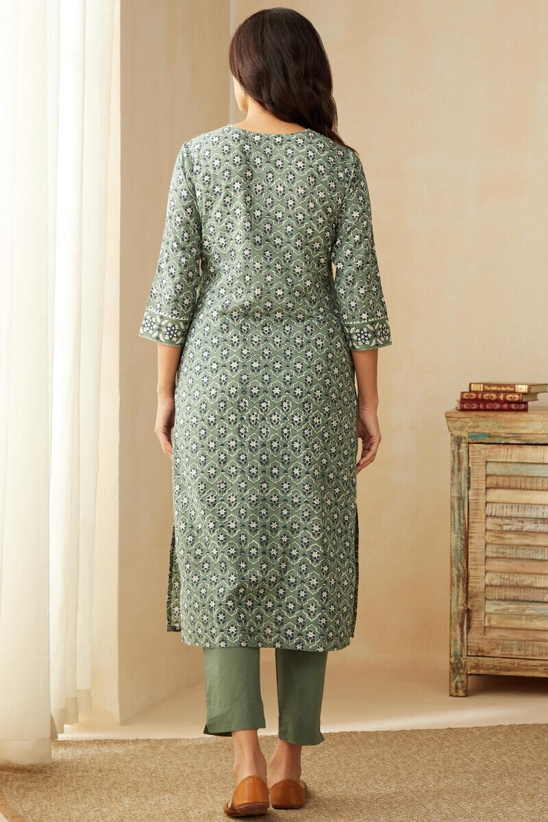 Bagru Hand Block-Printed Straight Cotton Kurta