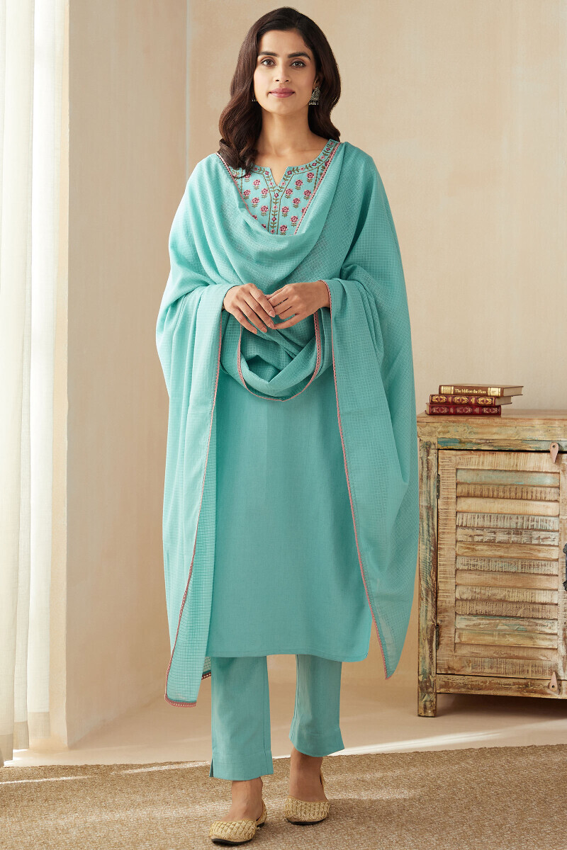 Blue Handcrafted Kota Dupatta