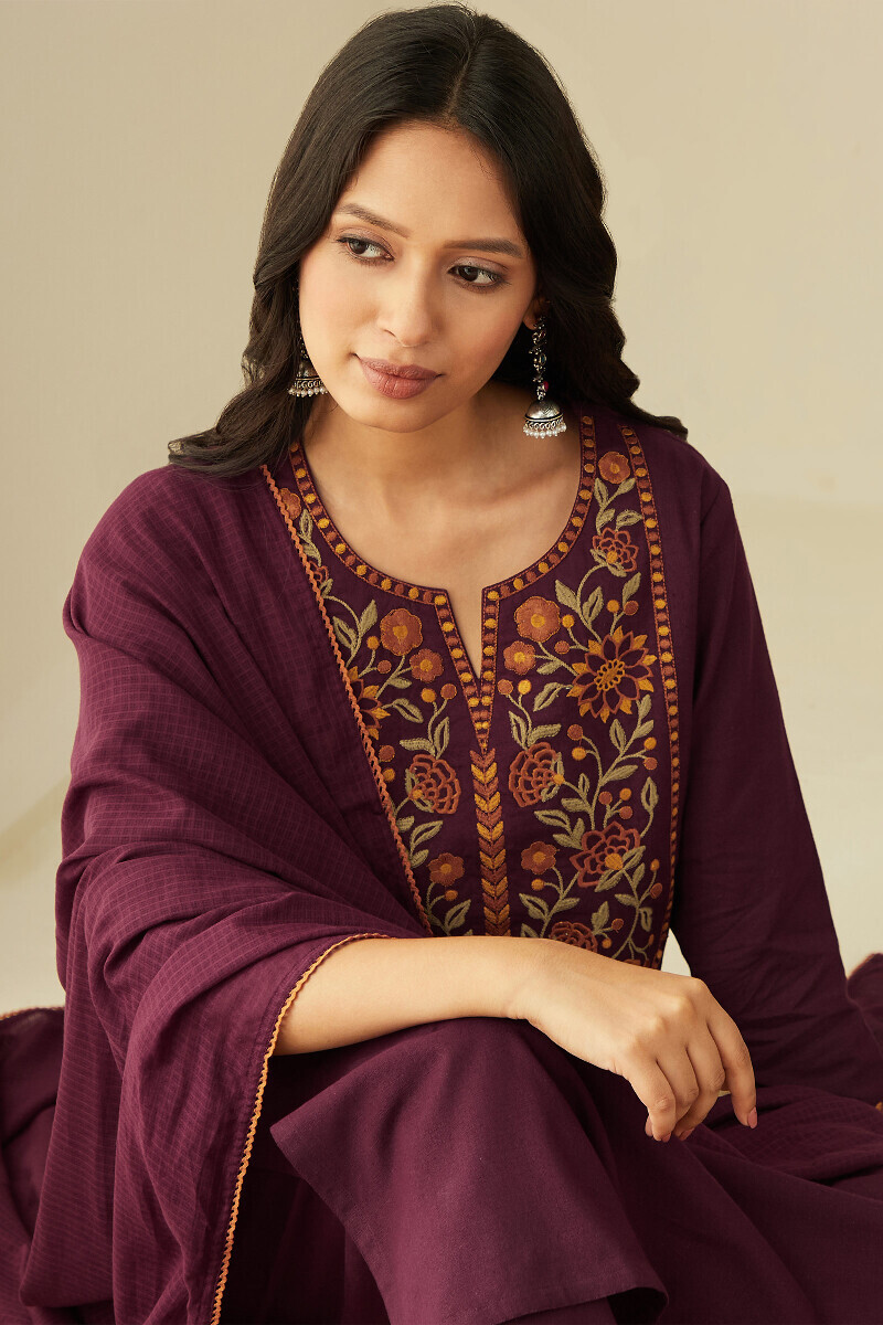 Plum Handcrafted Straight Cotton Flax Kurta