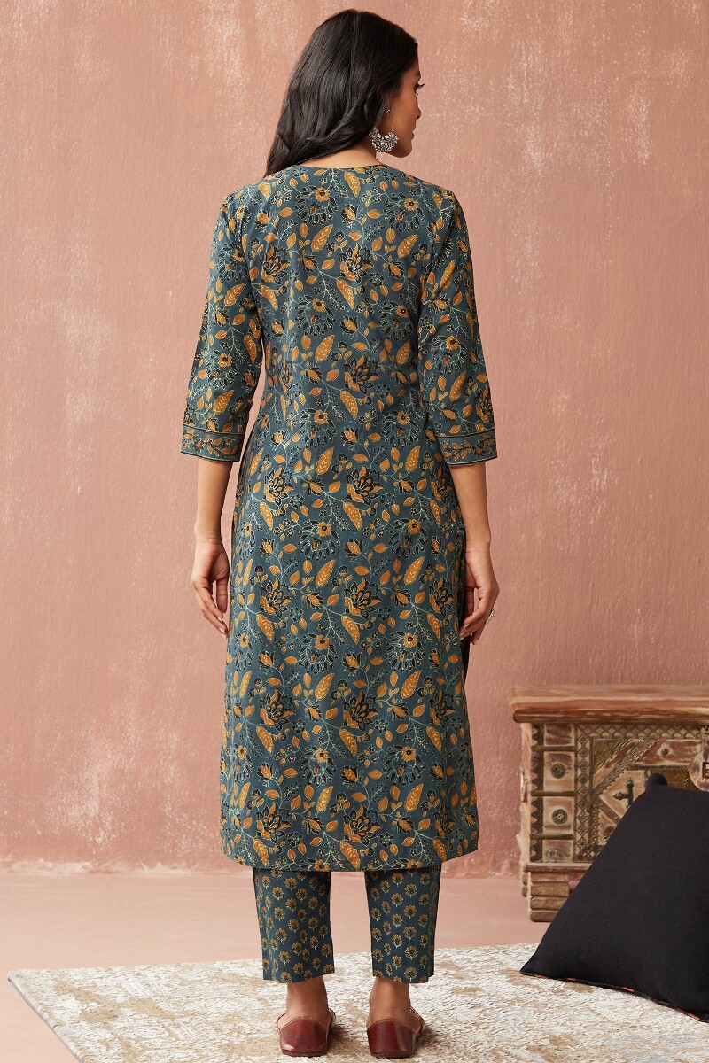 Ajrak Hand Block-Printed Straight Cotton Kurta