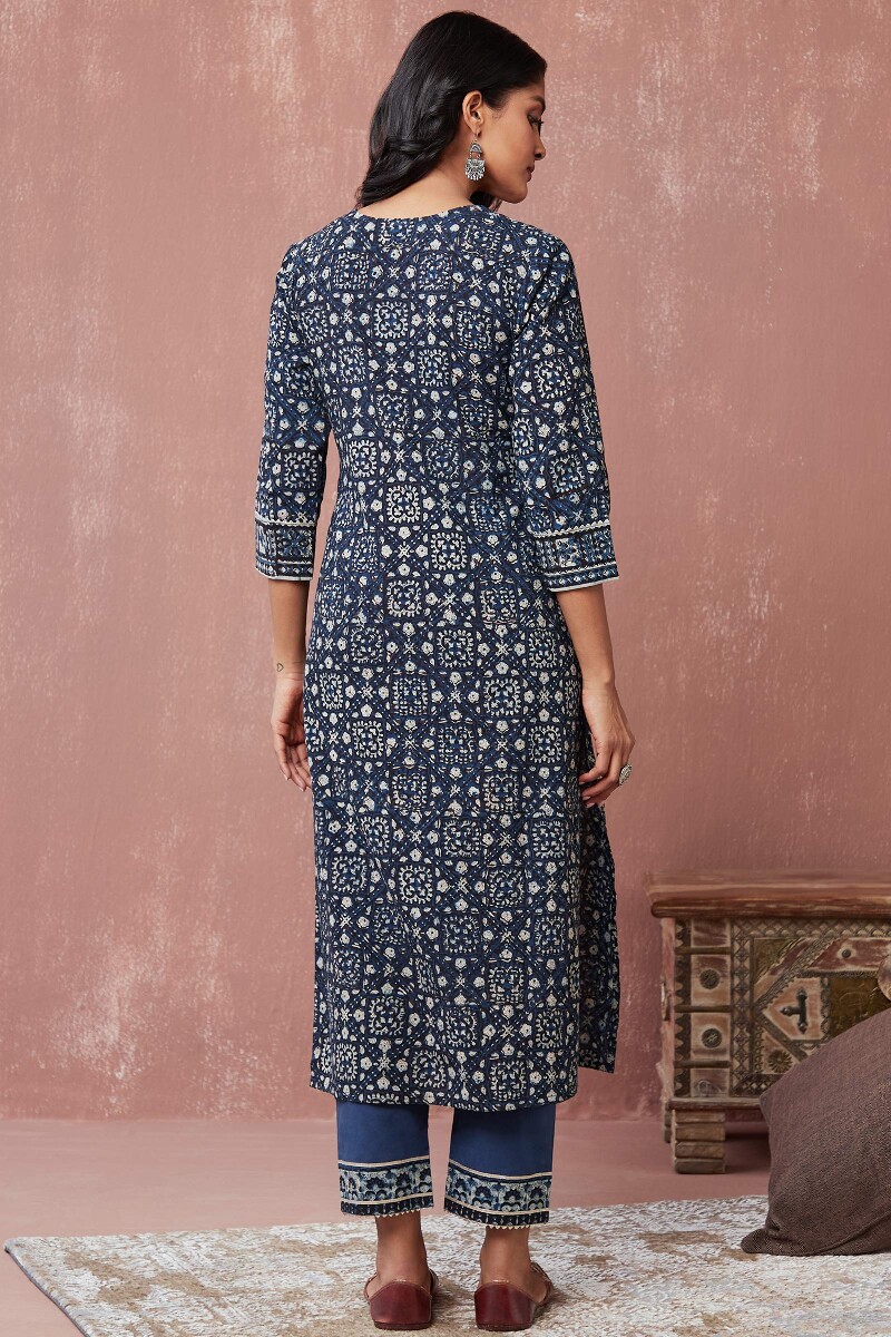 Bagru Hand Block-Printed Straight Cotton Kurta