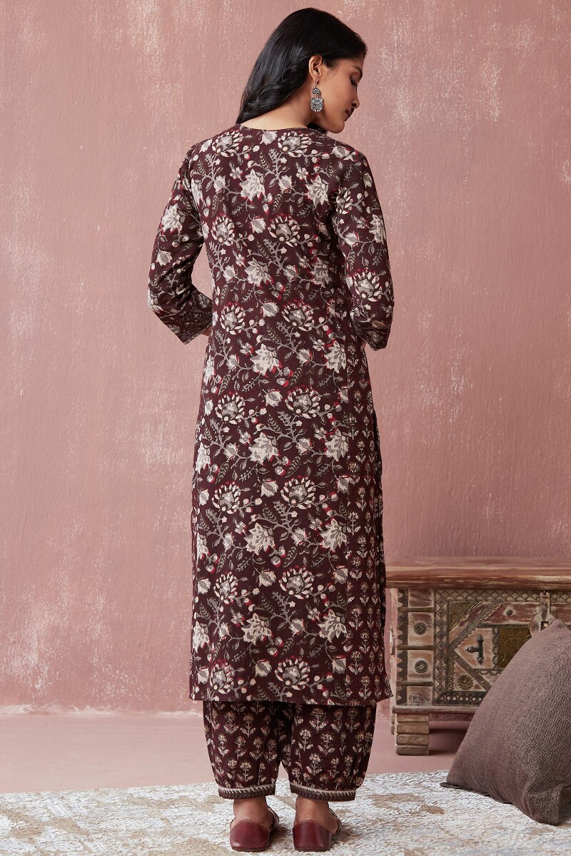 Bagru Hand Block-Printed Straight Cotton Flax Kurta