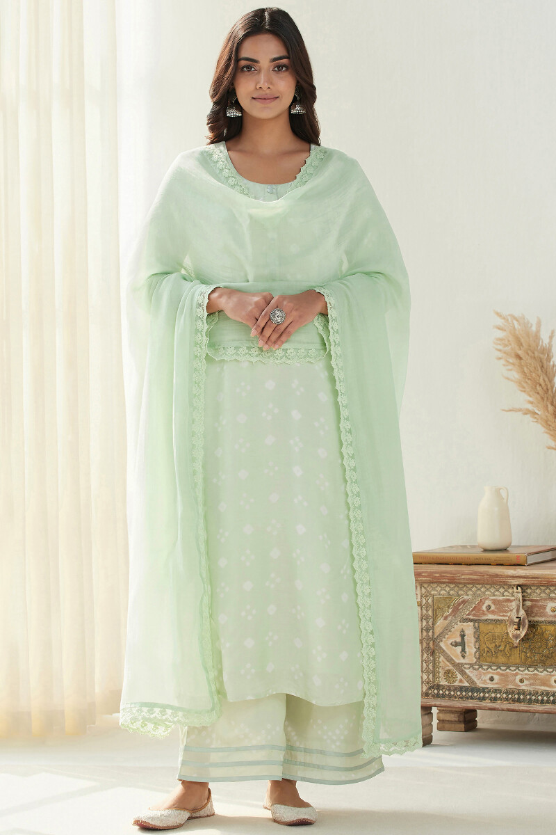 Green Printed Straight Modal Kurta