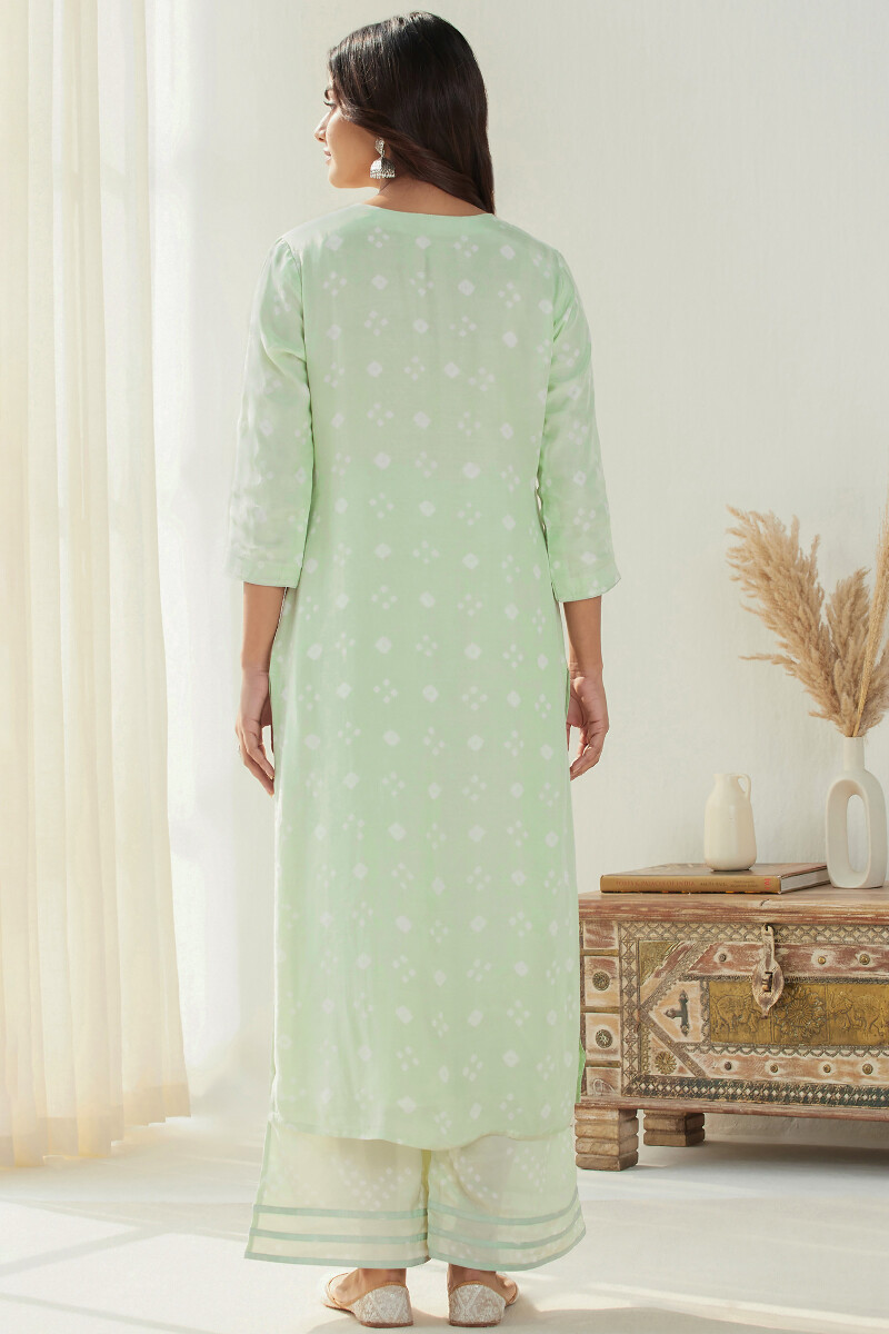 Green Printed Straight Modal Kurta