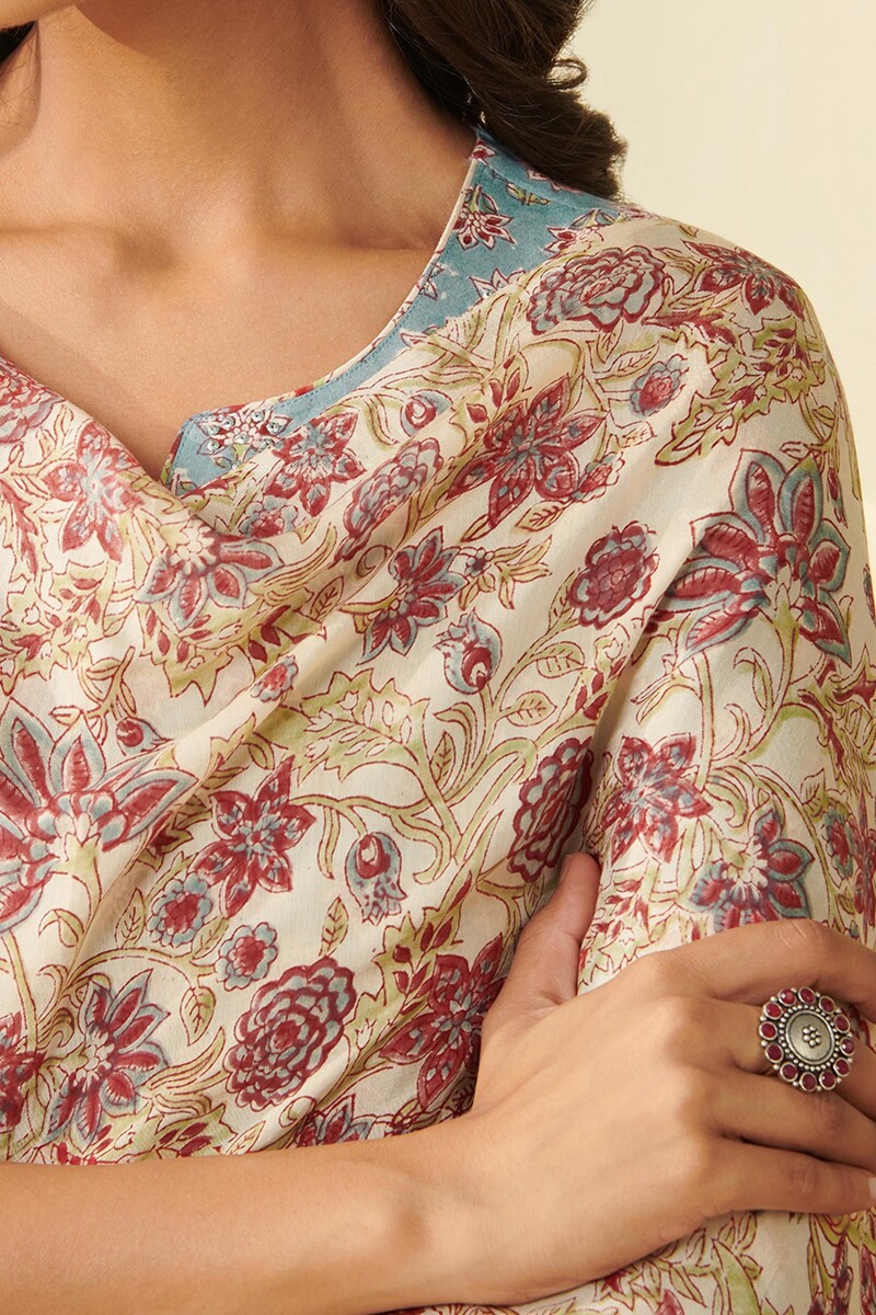 Beige Hand Block Printed Modal Dupatta