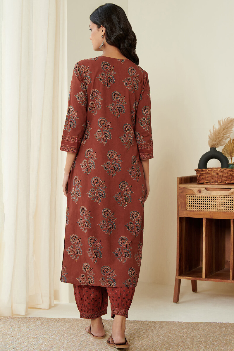 Ajrak Hand Block Printed Straight Cotton Kurta