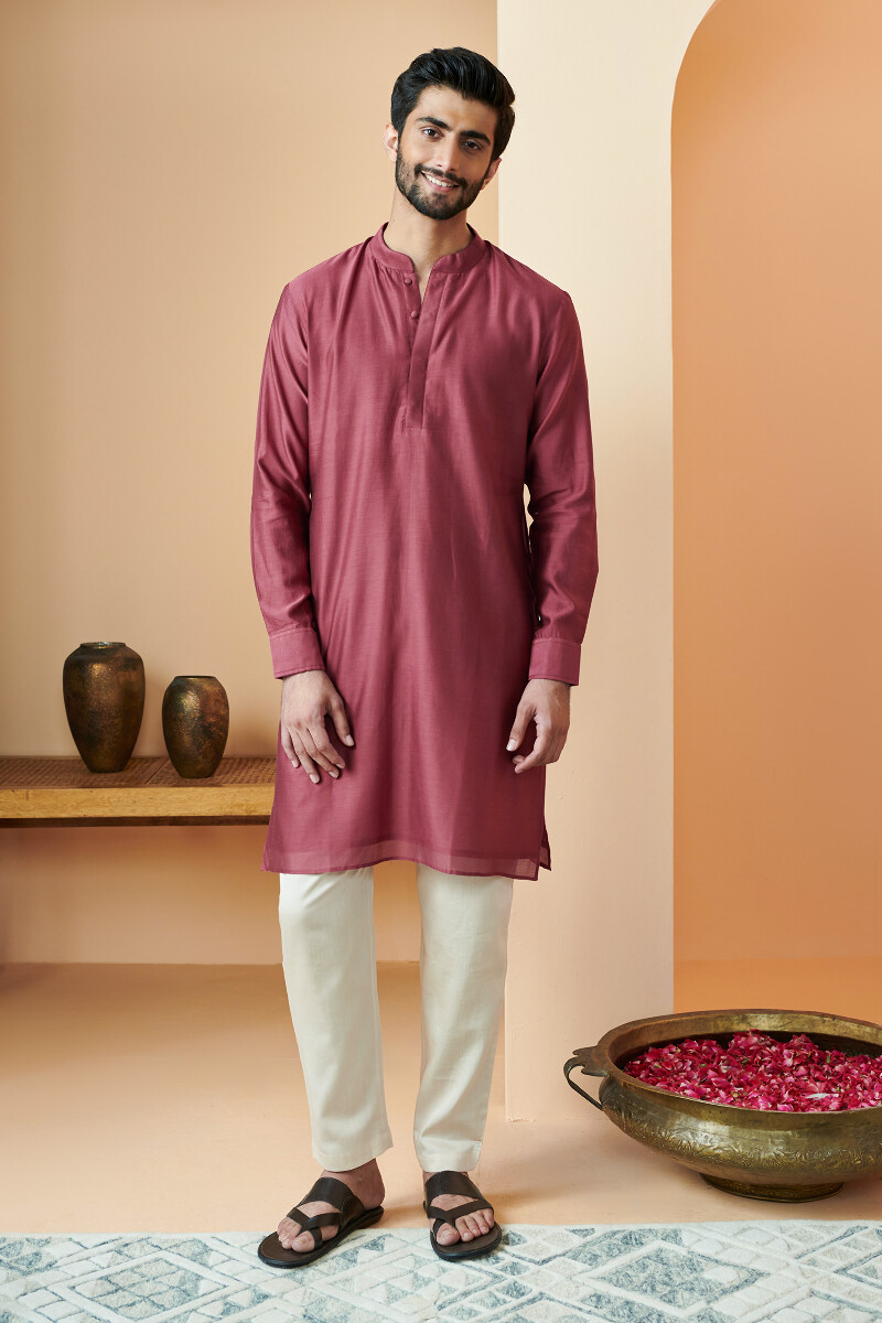 Maroon Handcrafted Chanderi Kurta