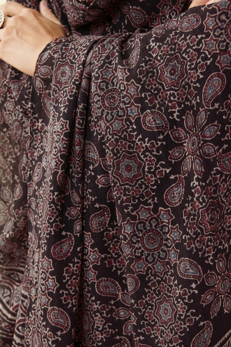 Ajrak Hand Block Printed Cotton Dobby Dupatta