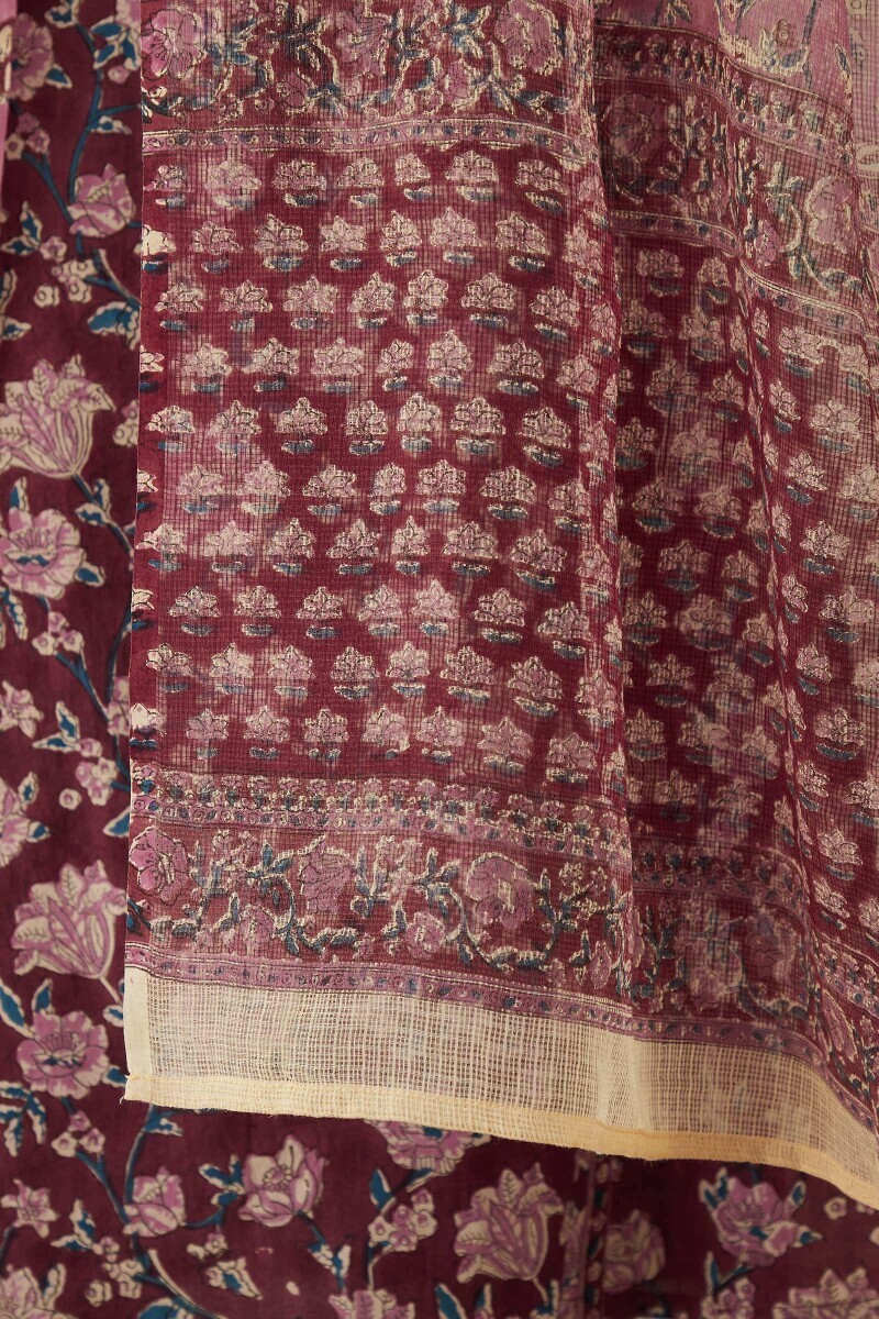 Pink Hand Block-Printed Kota Dupatta