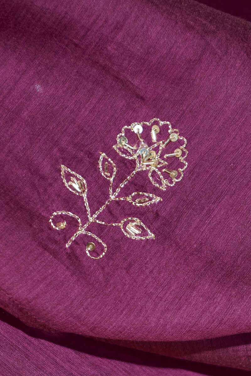 Purple Handcrafted Chanderi Dupatta