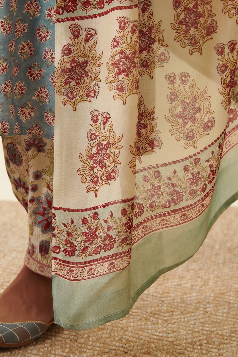 Beige Hand Block Printed Modal Dupatta