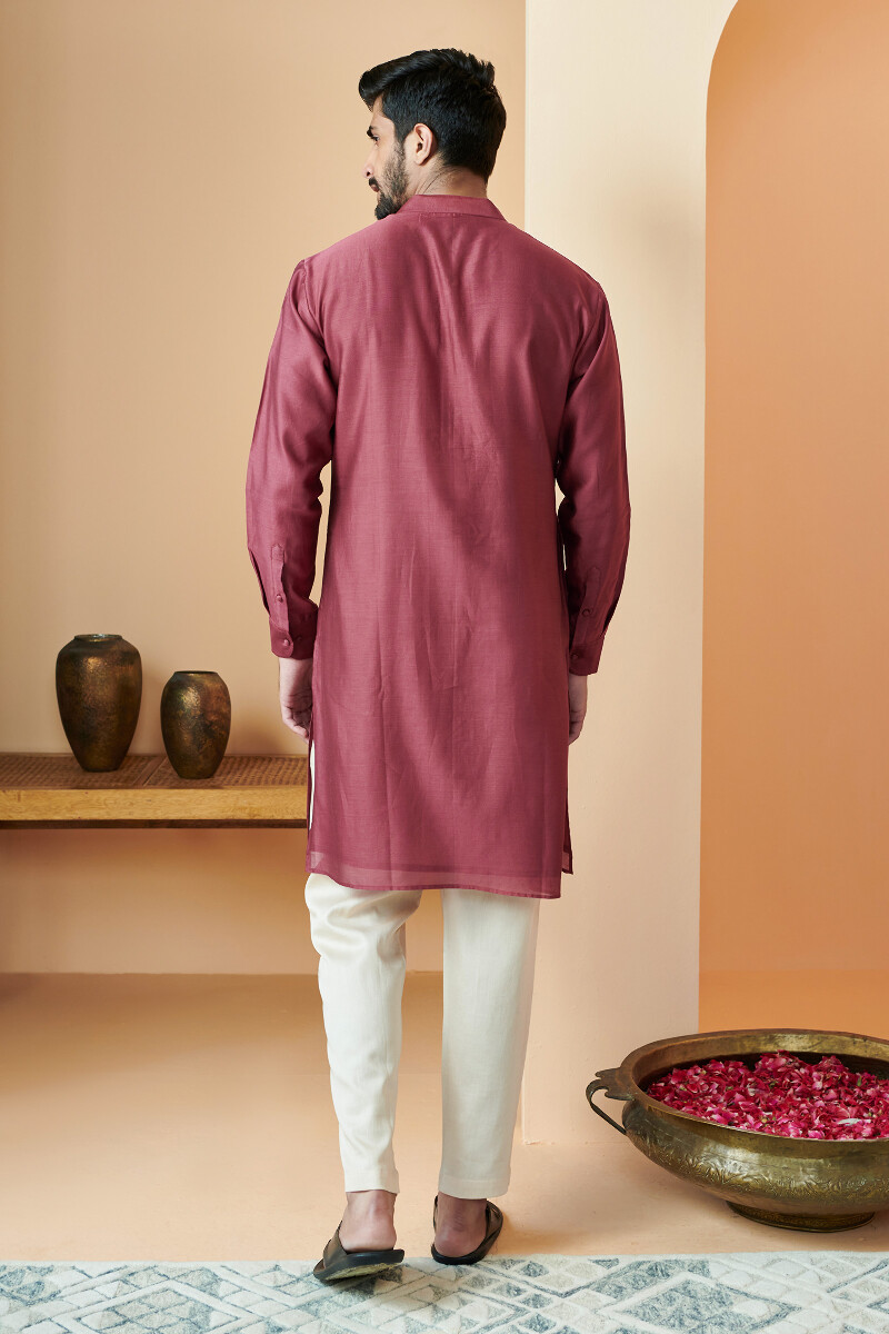 Maroon Handcrafted Chanderi Kurta