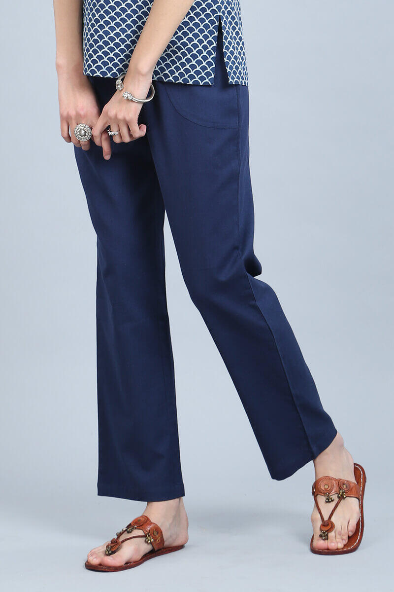 Blue Handcrafted Cotton Pants