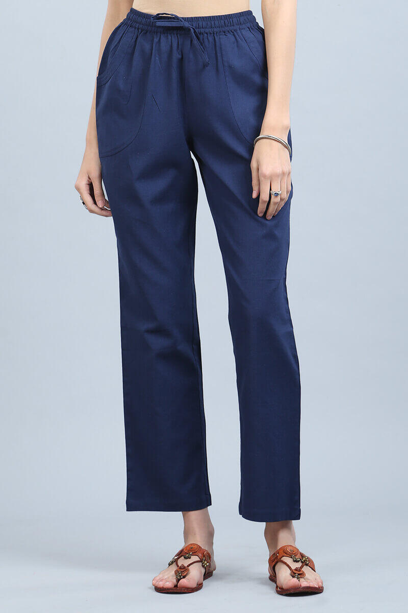 Blue Handcrafted Cotton Pants