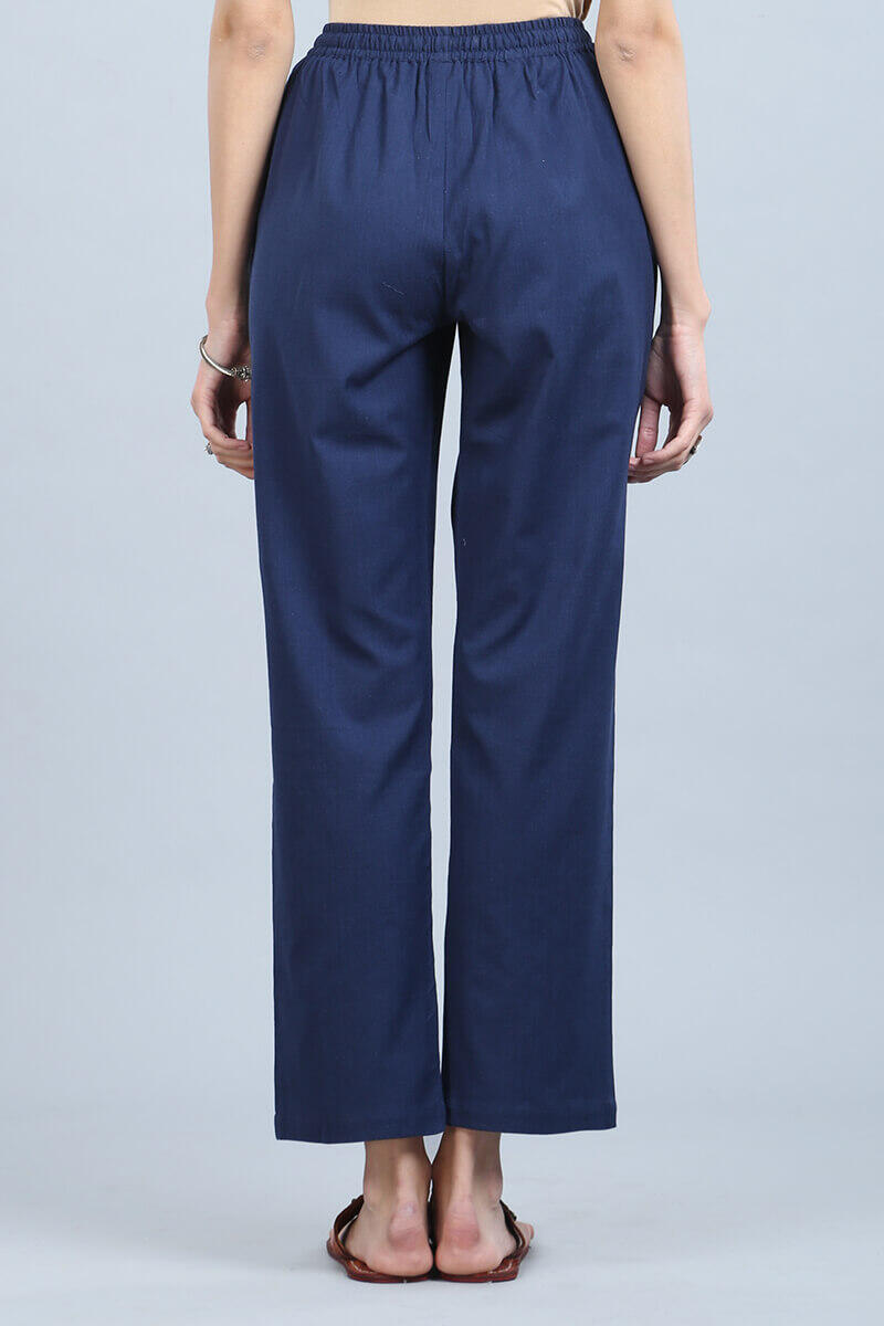 Blue Handcrafted Cotton Pants